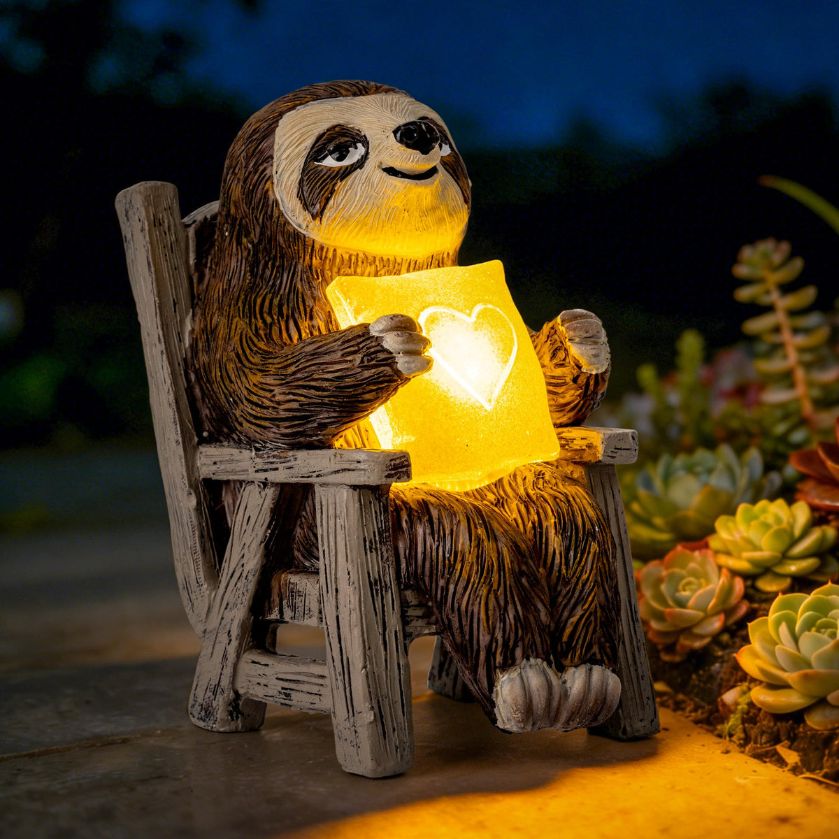 SOWSUN sloth garden statue with solar light for outdoor charm.