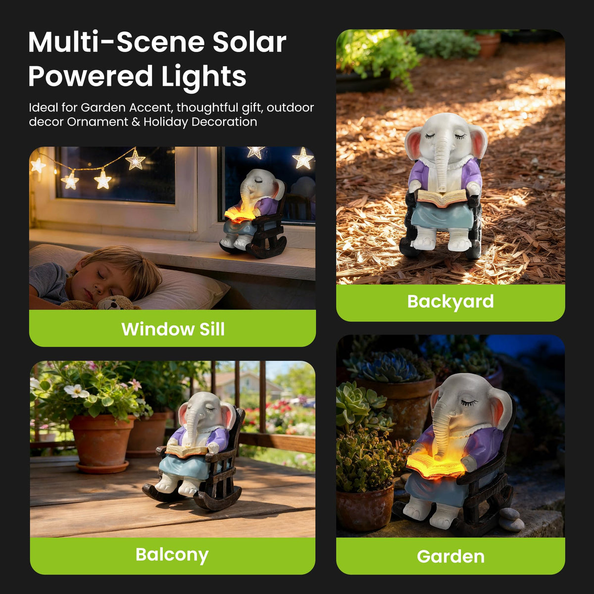 SOWSUN waterproof elephant garden figurine withstands rain and mist for reliable decor