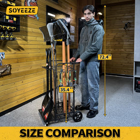 SOYEEZE 3-tier yard tower demonstrates expansive storage capacity for tools.