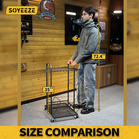 SOYEEZE Garden Tool Organizer 3-tier grid holds long-handled tools securely