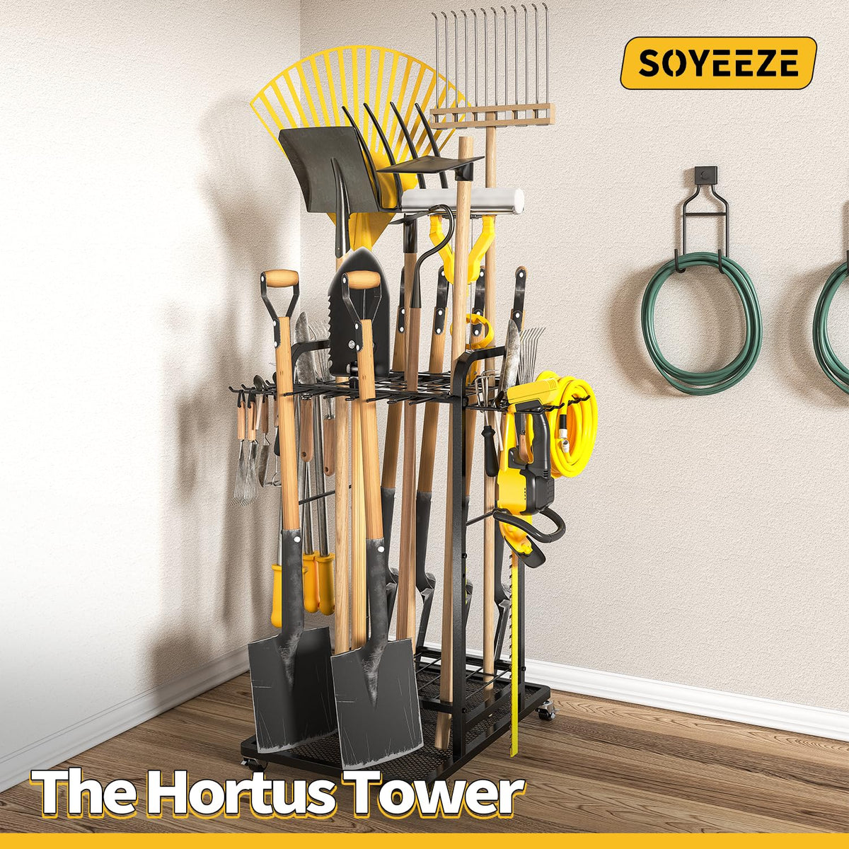 SOYEEZE Garden Tool Organizer durable wrought iron construction for longevity