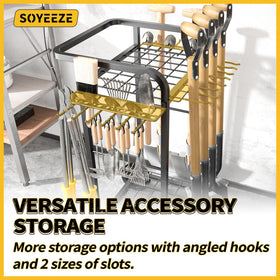 SOYEEZE iron mesh bottom stores small parts securely.