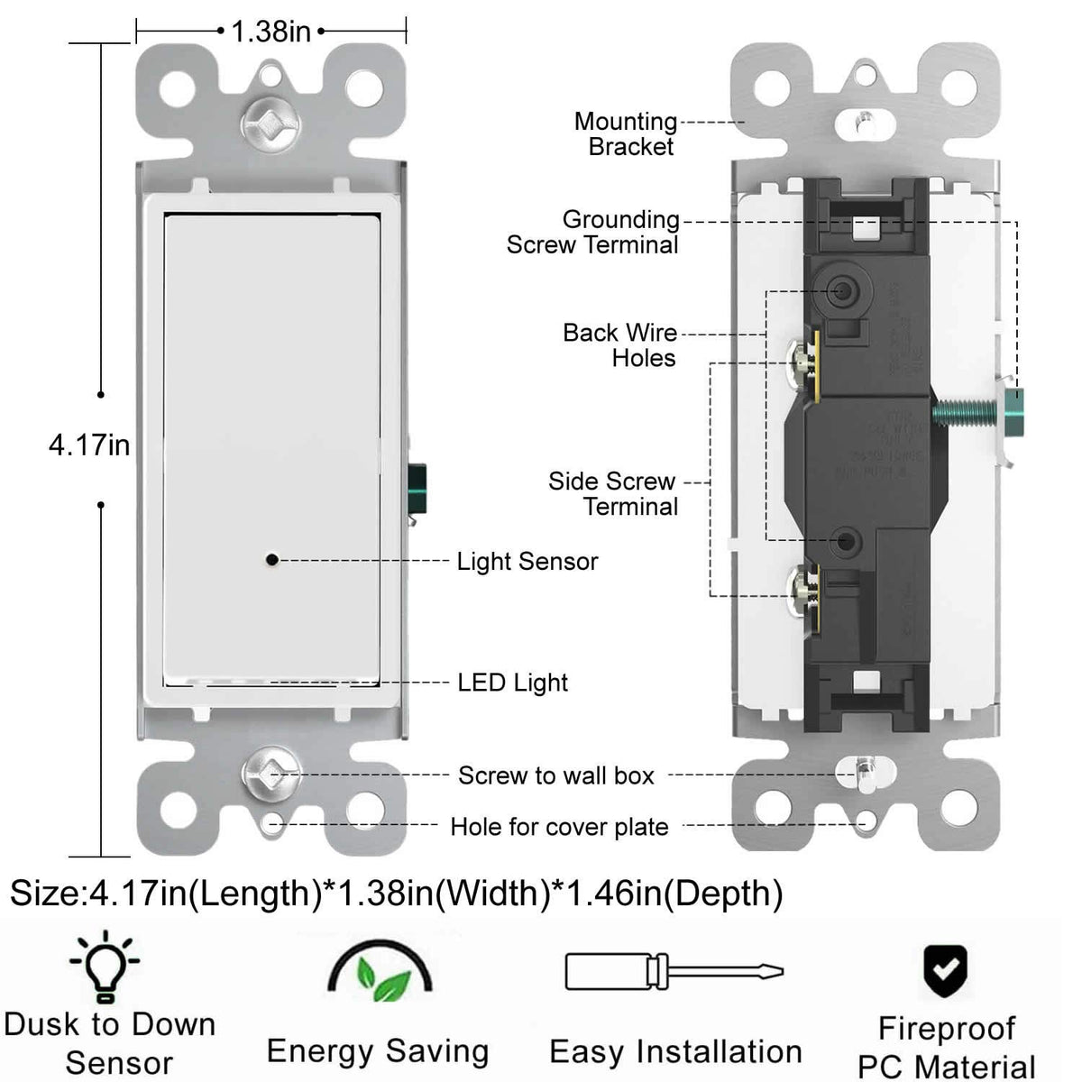 SOZULAMP wall plate-ready illuminated switch installed in-wall with clean, minimalist look.