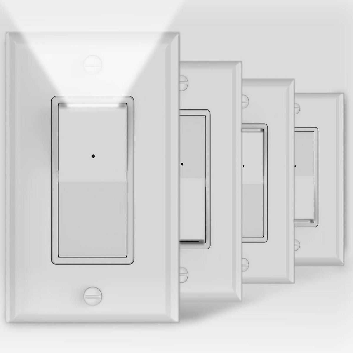 SOZULAMP 4Pack 3-Way Switch with LED Night Light front view for easy hallway guidance.