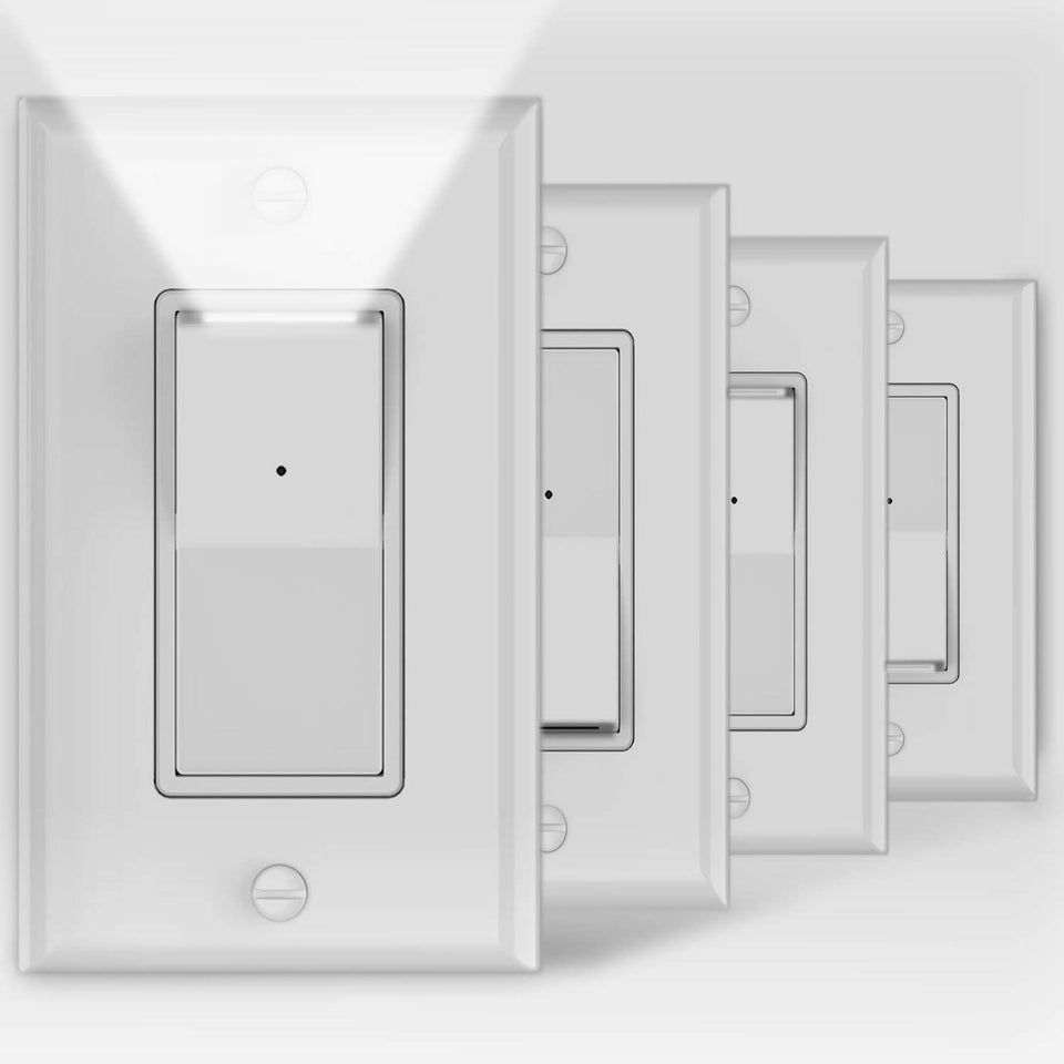 SOZULAMP 4Pack 3-Way Switch with LED Night Light front view for easy hallway guidance.