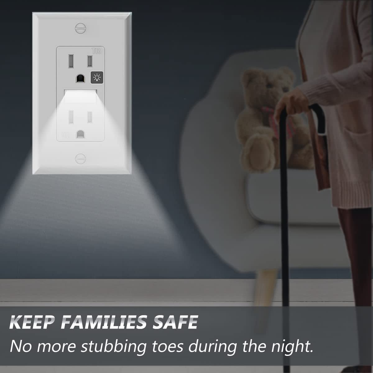 SOZULAMP white decorator wall plates create a seamless look.