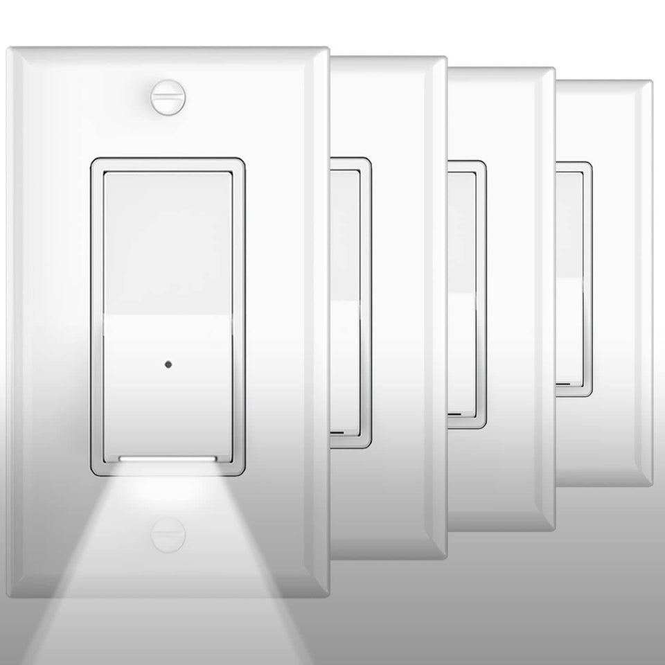 SOZULAMP illuminated light switch front view with subtle glow for nighttime navigation