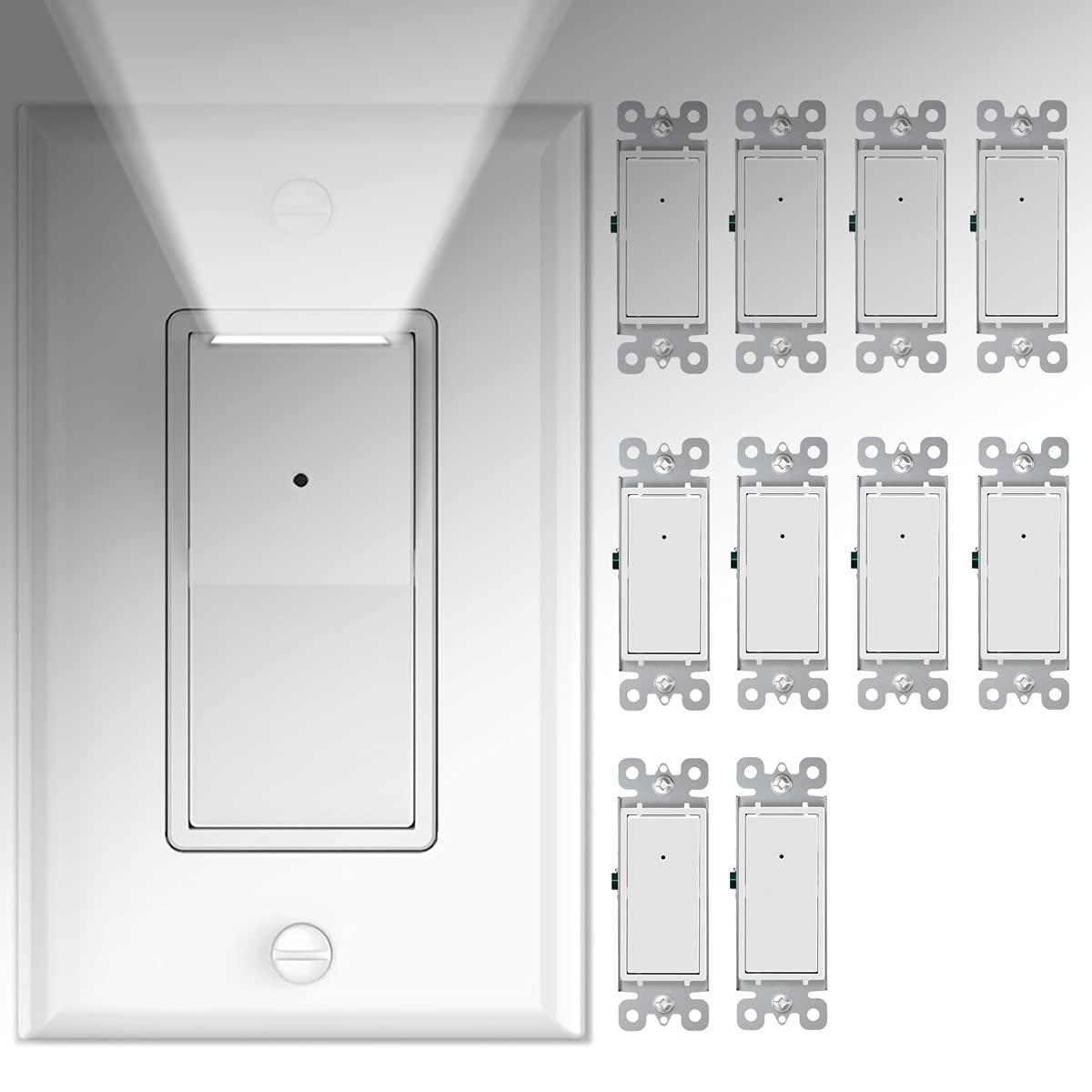 SOZULAMP light switch with embedded LED night light for gentle nighttime visibility.