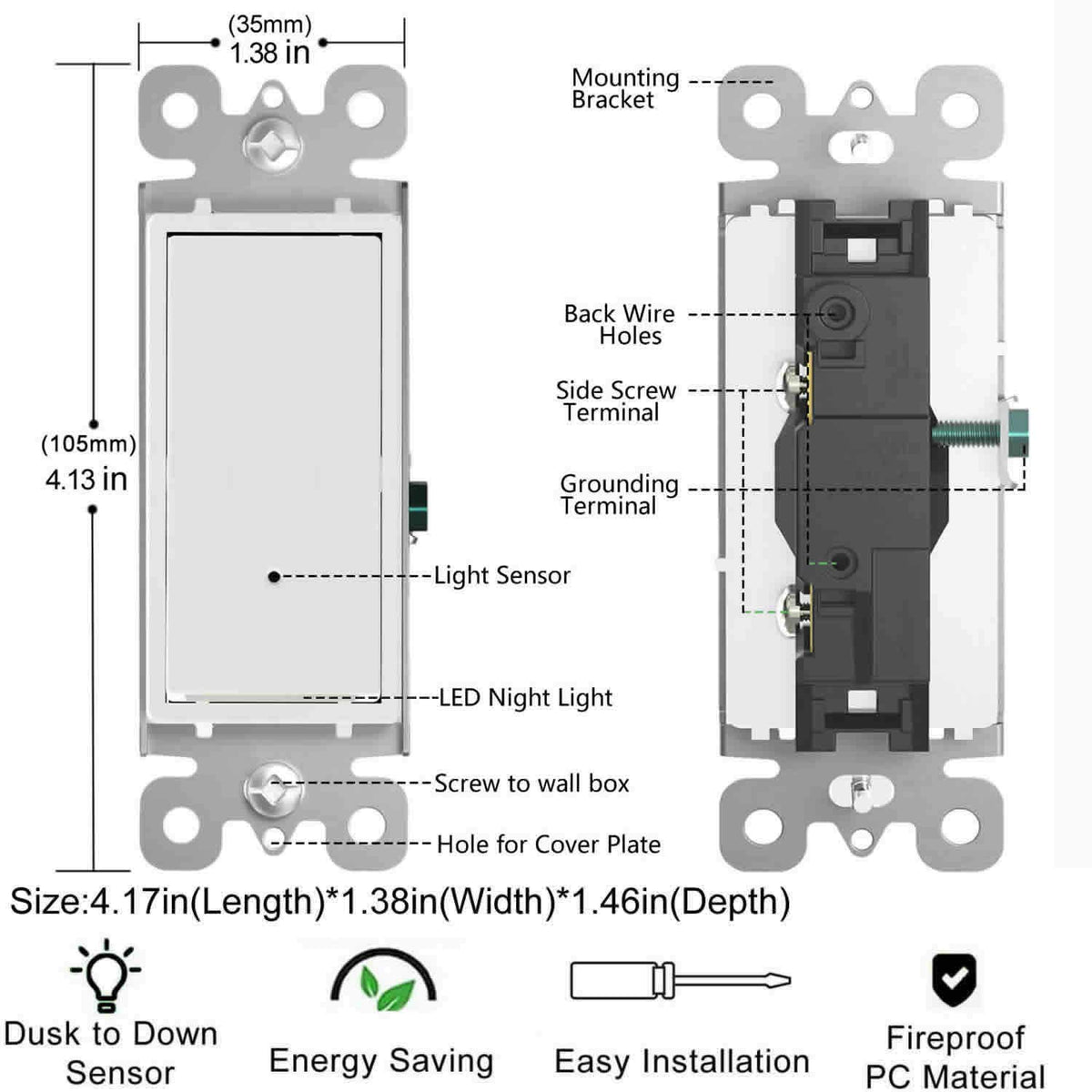SOZULAMP package includes illuminated switch, screws, and manual for simple install