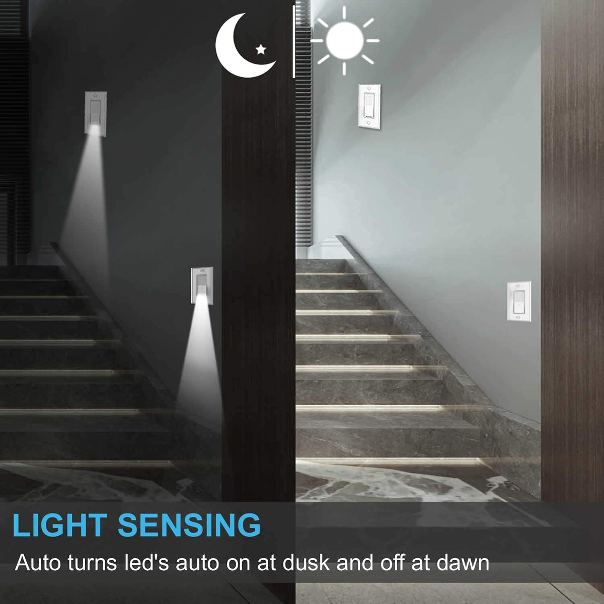 SOZULAMP dusk-to-dawn sensor activates automatically to illuminate hallways.