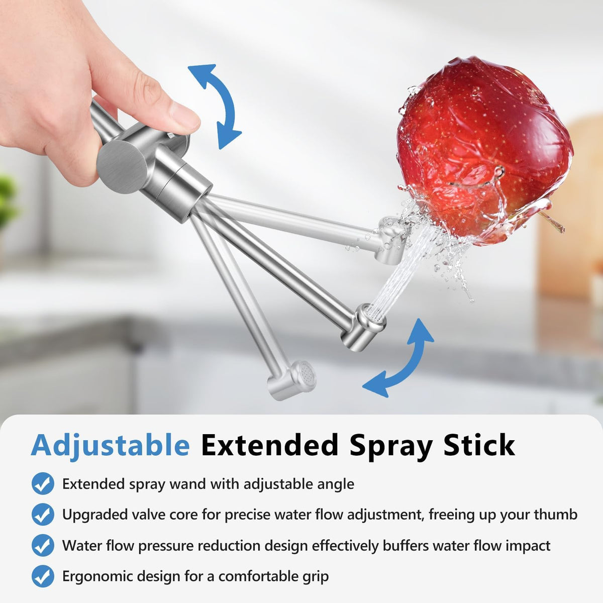 SPACEREST extended spray wand-angle for precise front and back cleaning.