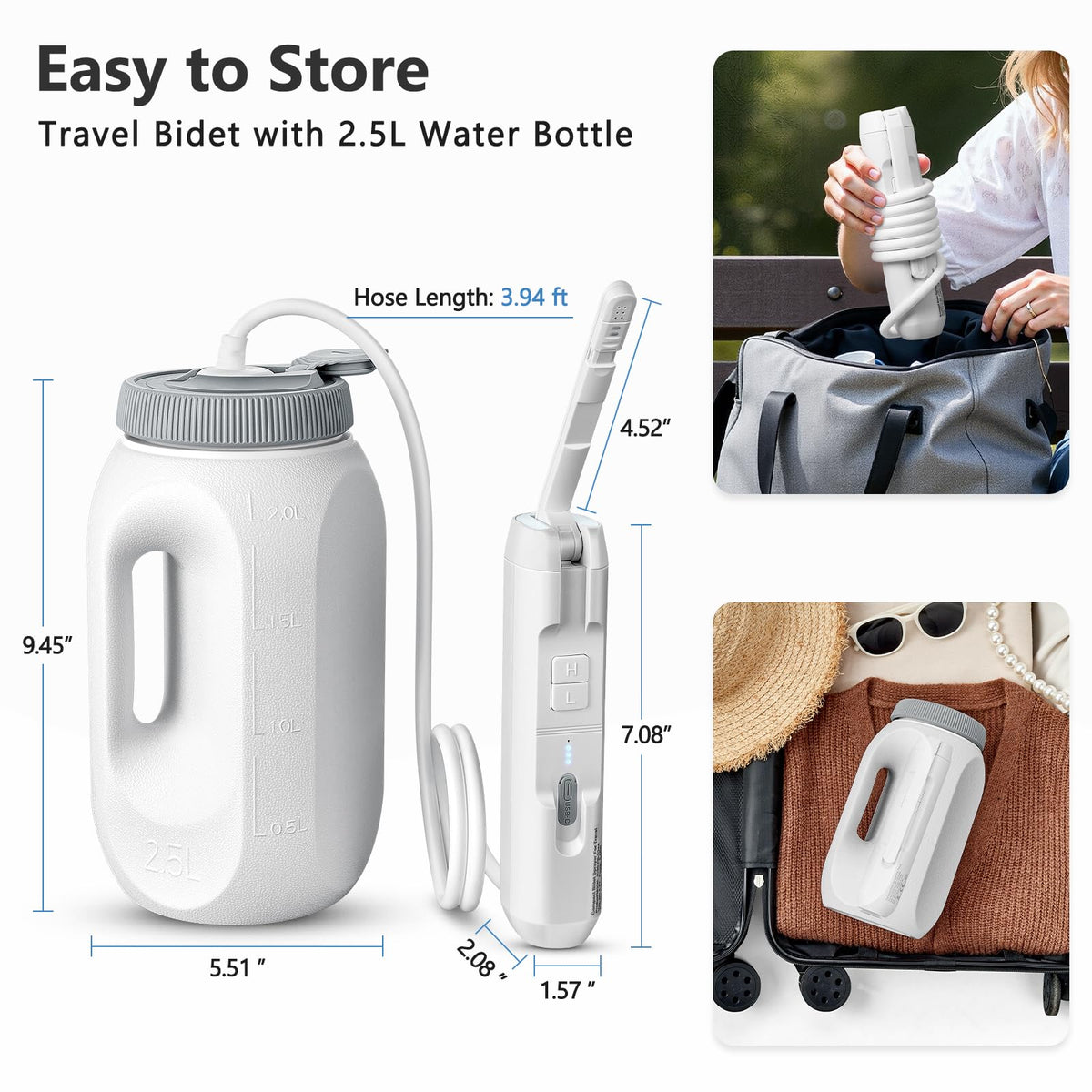 SPACEREST portable bidet travel-compact-idea supports easy cleaning while traveling.
