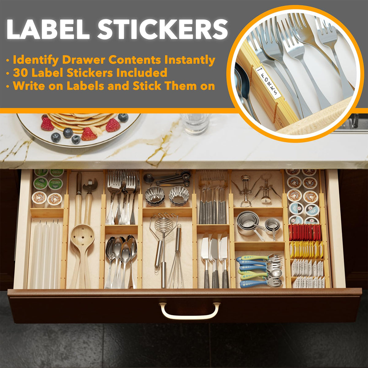 SpaceAid label stickers in use, helping identify contents at a glance