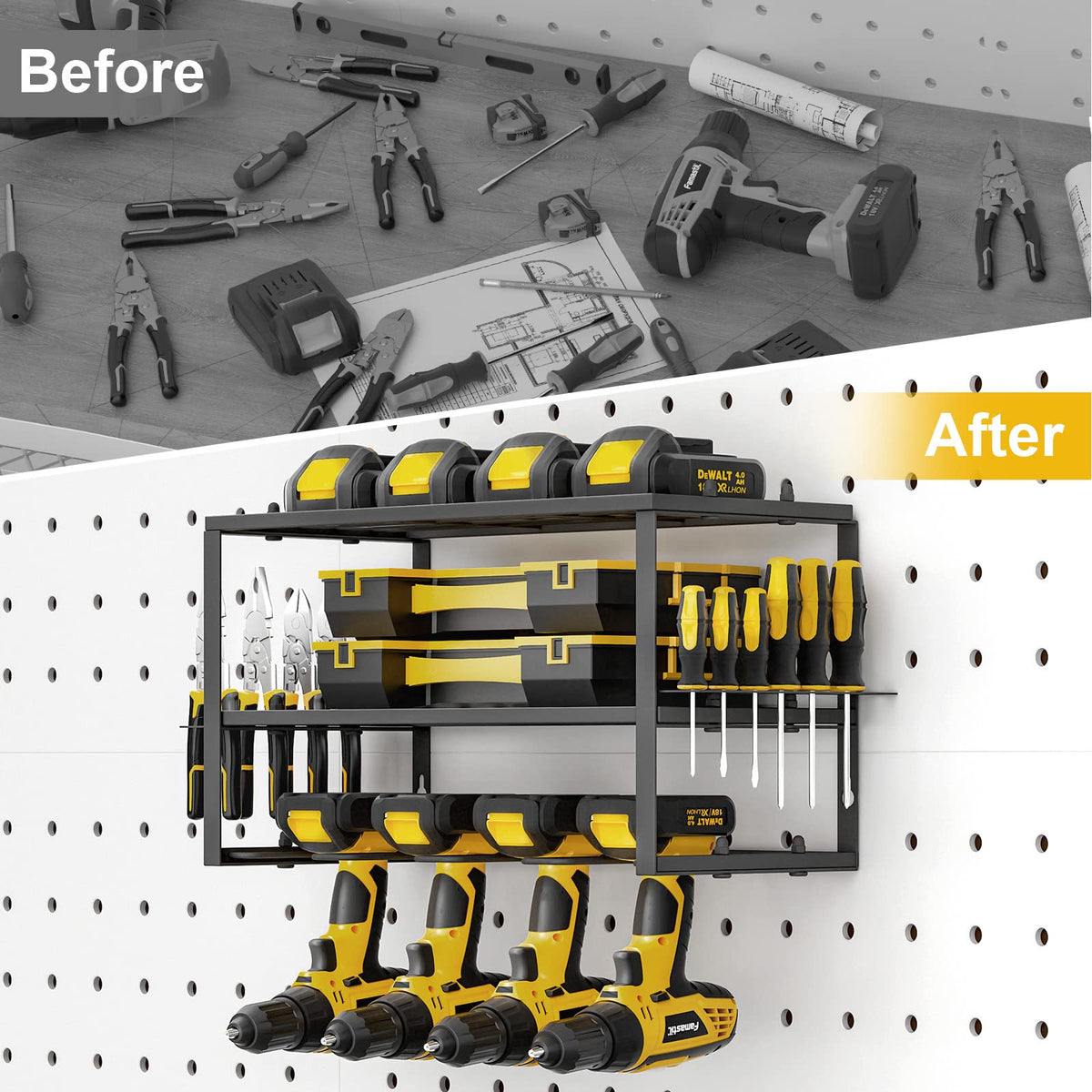 Spacecare screwdriver and pliers racks keep small tools close.