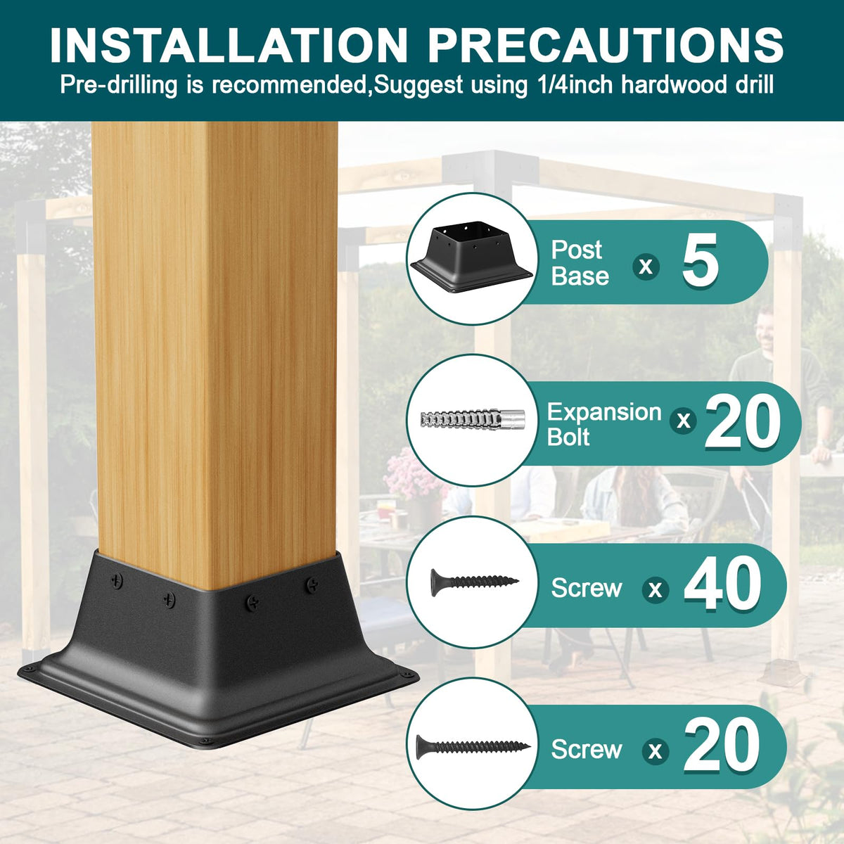 SPACEEUP rustic design post base adds outdoor charm