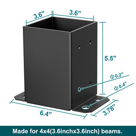 Spaceeup 4x4 post base side view highlights rust-resistant coating for outdoor use.
