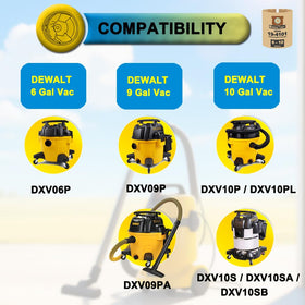 SpaceTent DXVA19-4101 compatible with DEWALT 6-10 gallon vacuums for quick swaps.