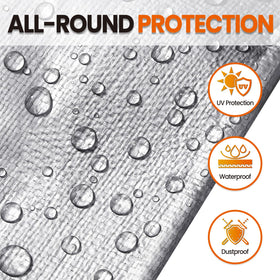 SpacEver tarp close-up shows tightly woven material and wear-resistant layer.