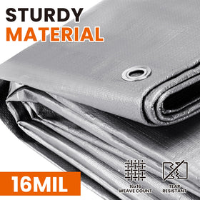 Spacever tarp dual-sided design shown with easy corner grommets