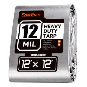 SpacEver heavy-duty tarp 12x12 front view showing durable waterproof cover for boats