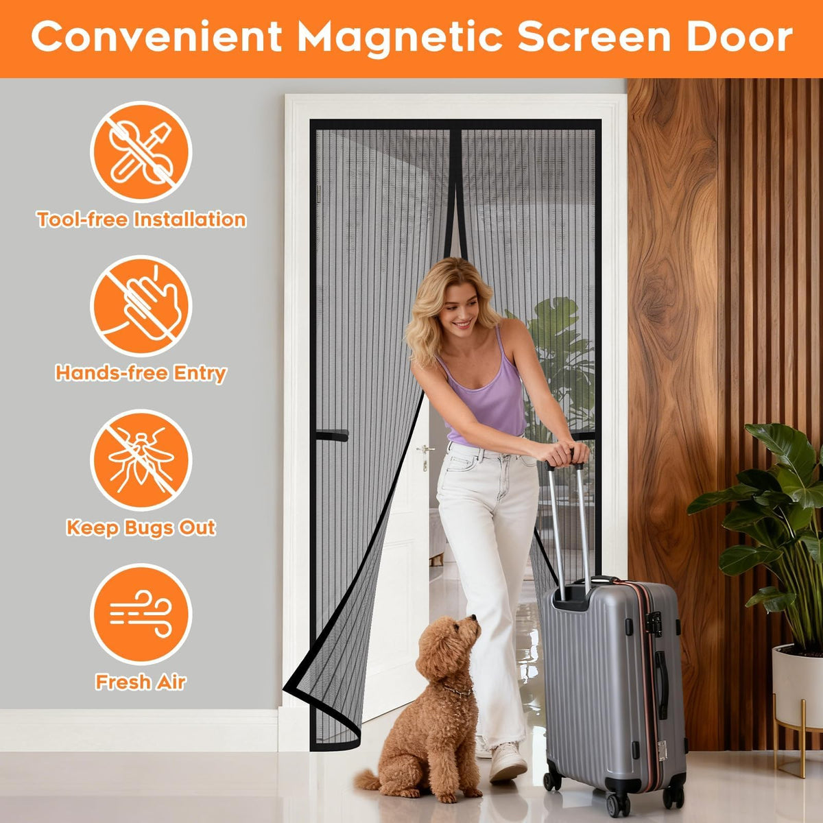 SpaceWhisper heavy-duty mesh fabric blocks tiny bugs while allowing breeze.
