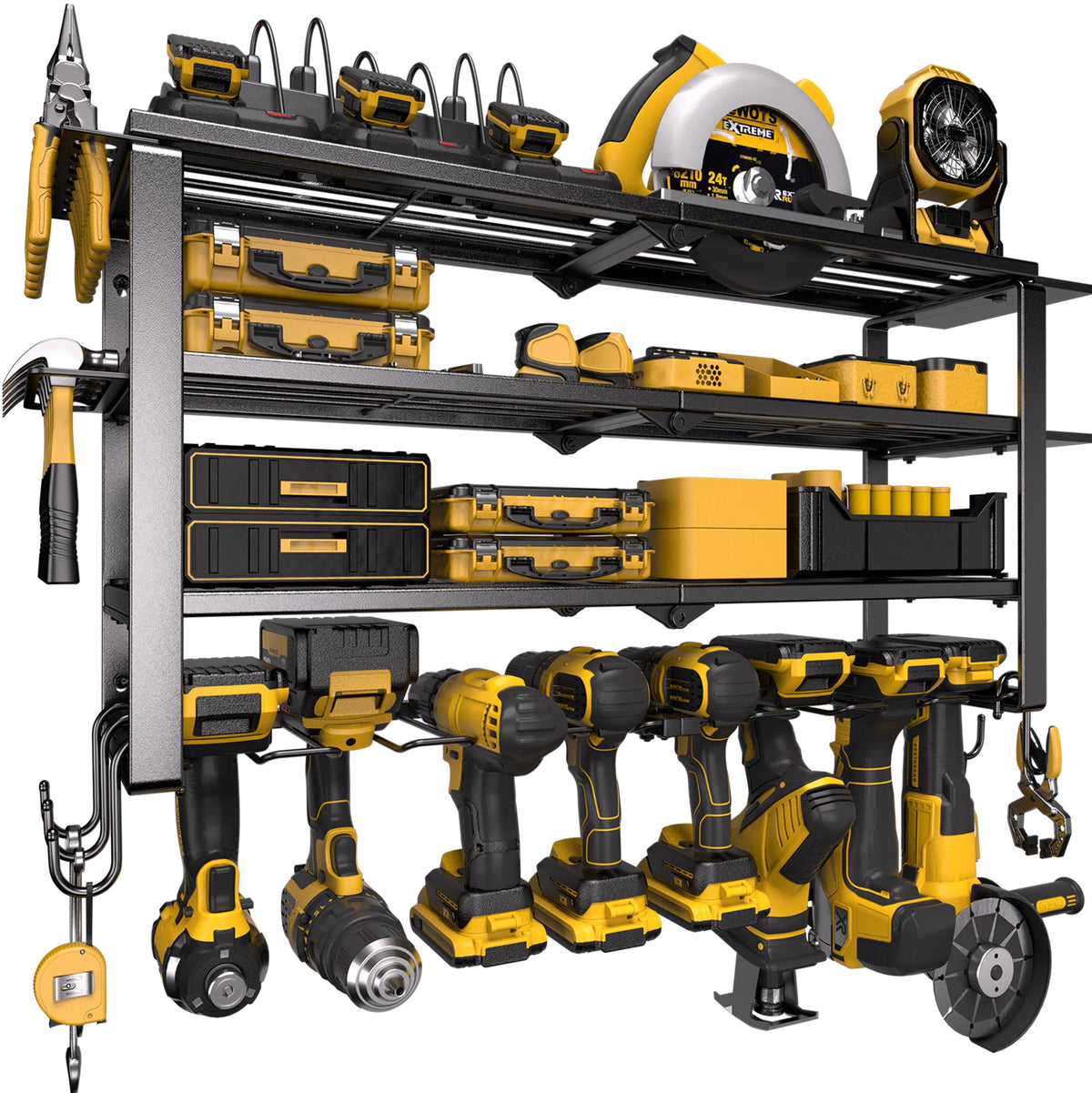 Spampur 420lb tool organizer wall-mount securely holds heavy tools.