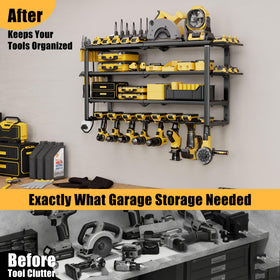 Spampur cordless tools and batteries neatly organized.