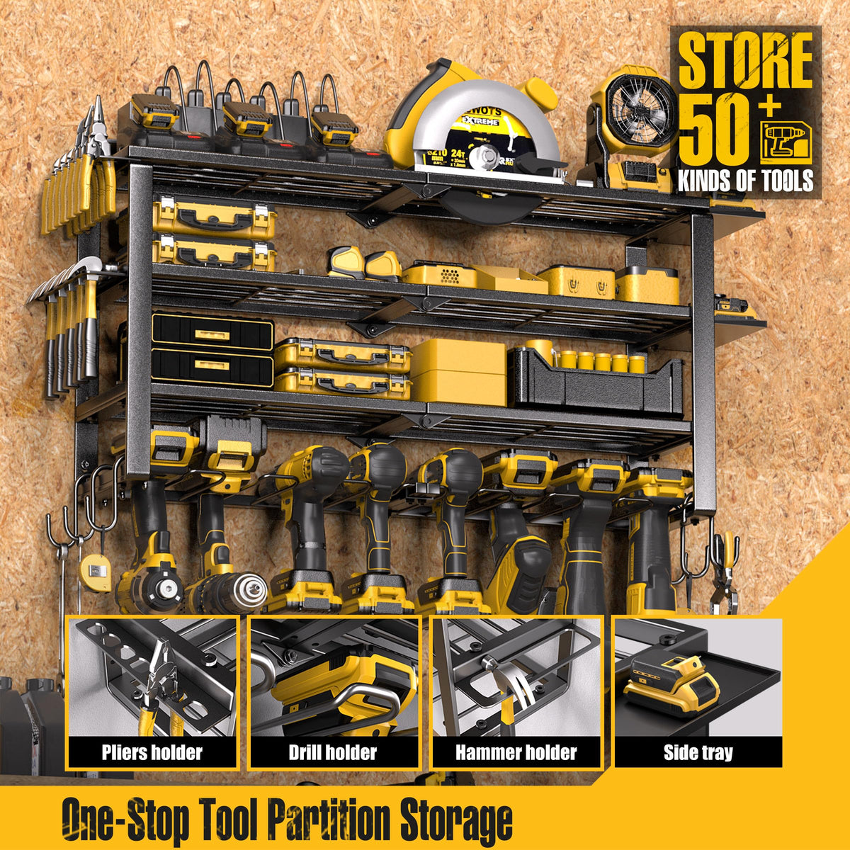 Spampur garage setup helps create a tidier workspace.