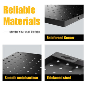 Spampur pegboard with powder-coated finish resists scratches and cleans easily.