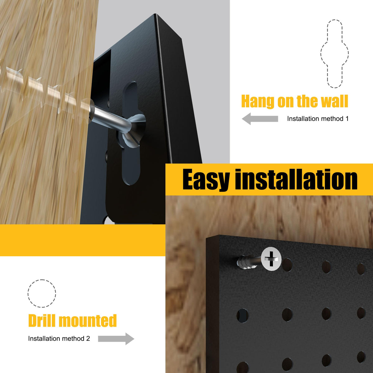 Spampur pegboard wall kit includes screws and mounting accessories.