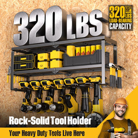 Spampur power tool organizer with a 12.2-inch height for larger tools.