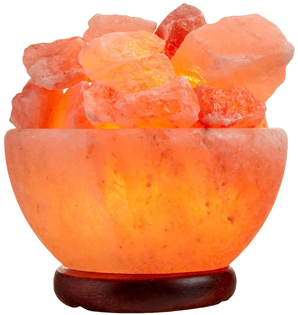 Spantik Himalayan Salt Lamp Bowl with crystal chunks for warm ambient lighting in any room.