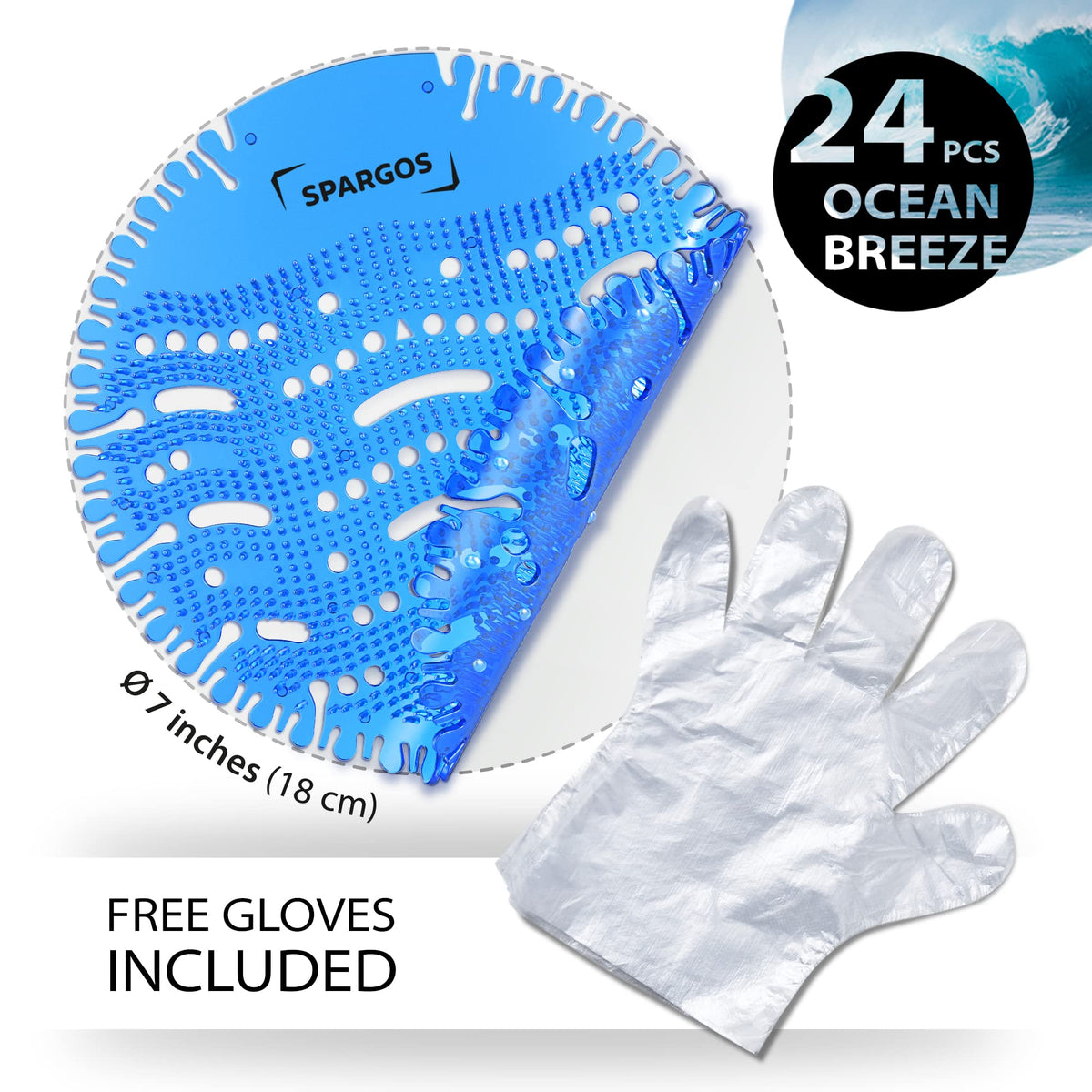 SPARGOS ocean-breeze-urinal-cakes release continuous fragrance for a cleaner restroom.