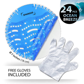SPARGOS ocean-breeze-urinal-cakes release continuous fragrance for a cleaner restroom.