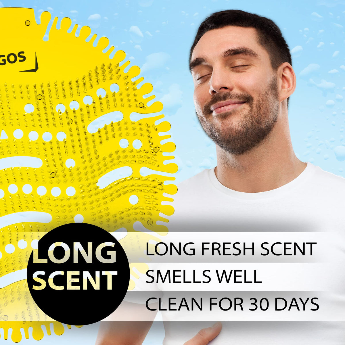 SPARGOS Urinal Screen essential oil coating provides consistent lemon aroma during use.