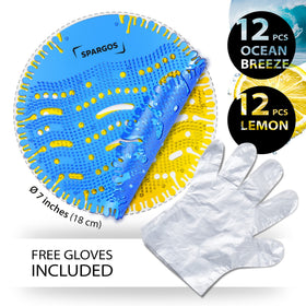 SPARGOS yellow lemon urinal screen adds bright fragrance to restrooms.