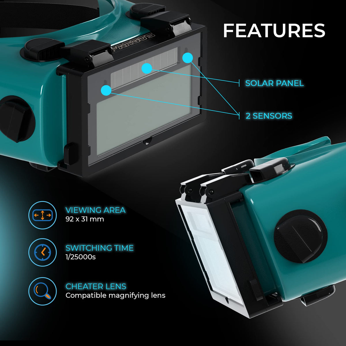 SPARGOS ventilated headband and soft cushions for comfortable wear.