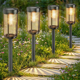 Sparkblaze solar garden light illuminating a clear pathway at night for safer walks