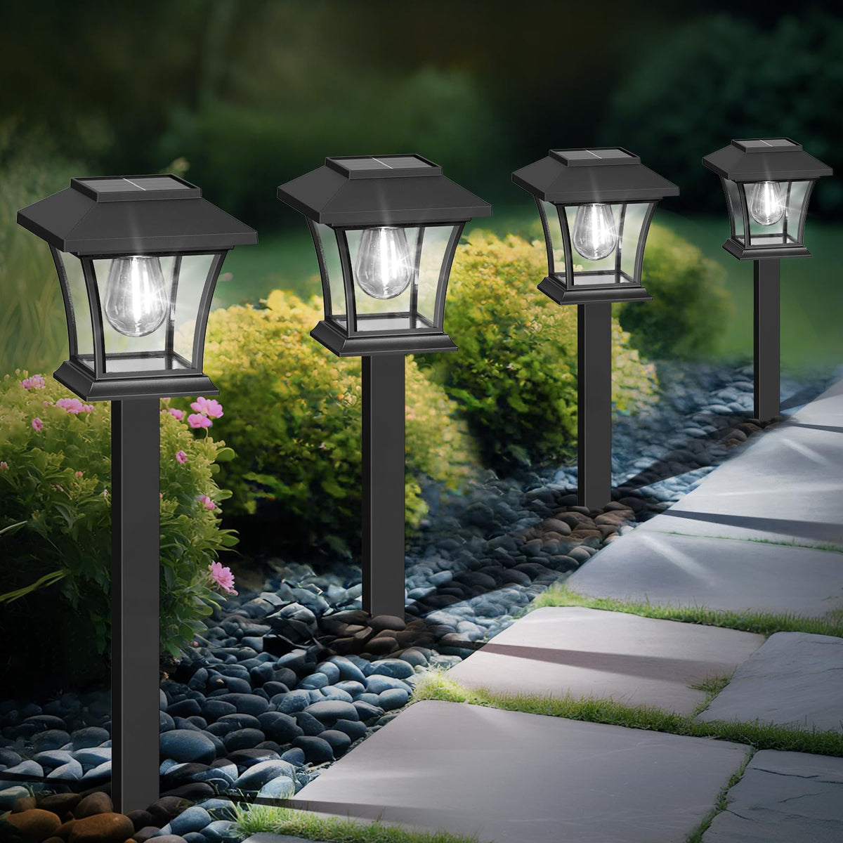 Sparkblaze solar path light in classic lantern style for elegant walkway lighting