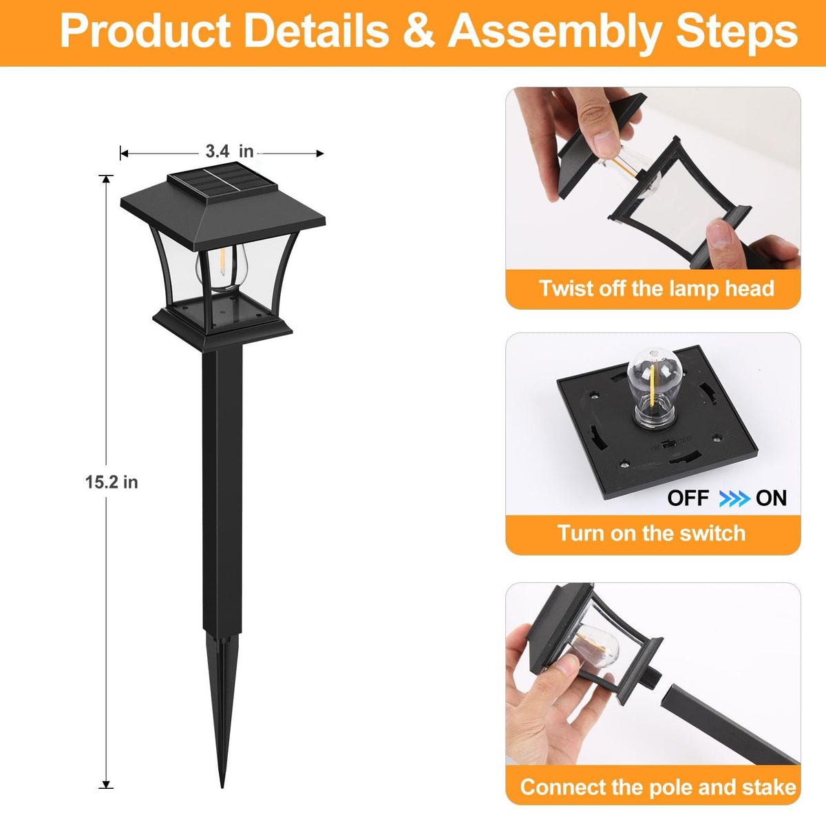  Sparkblaze pathway light installs in minutes with no tools.