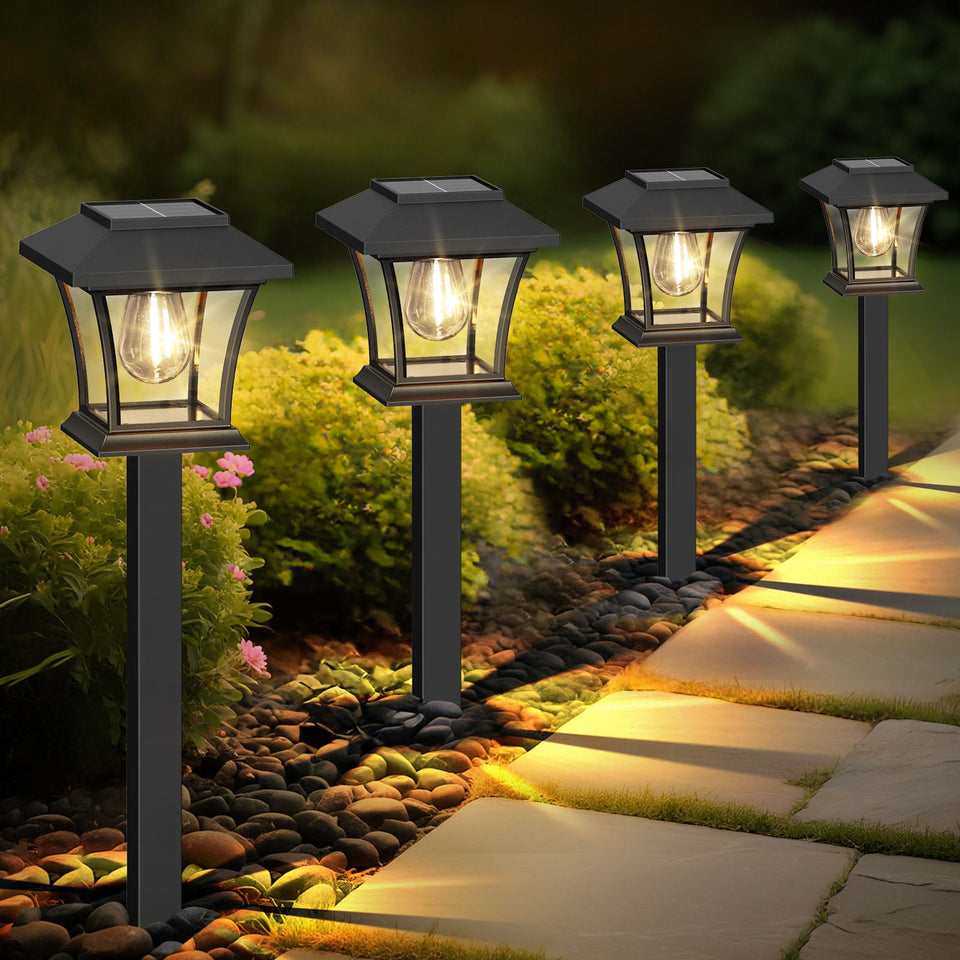  Sparkblaze solar pathway light with lantern design lights up walkways with decorative charm.