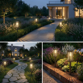 Sparkblaze outdoor lights deliver soft warm white illumination along walkways