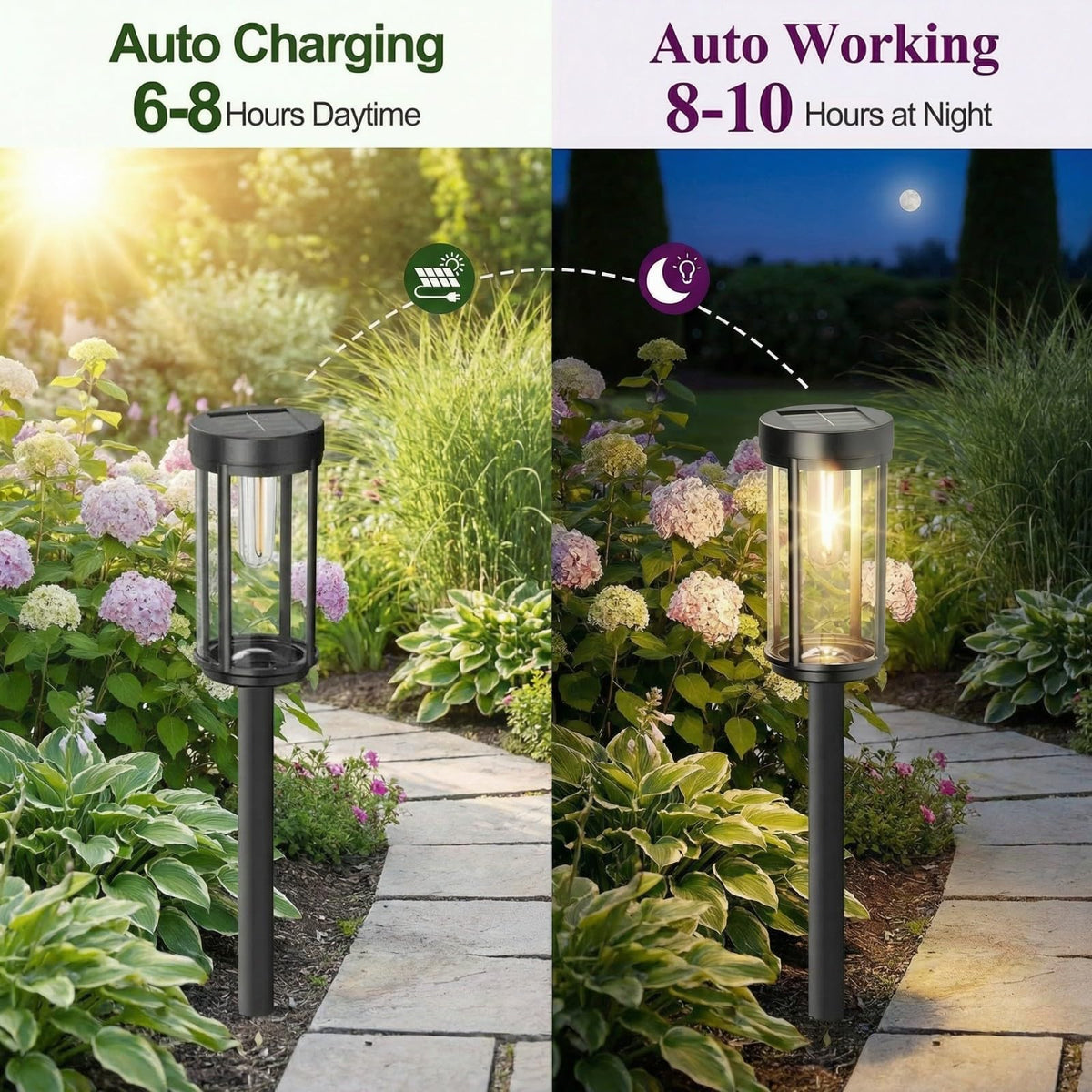Sparkblaze warm white glow enhances patios, lawns and borders softly.