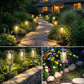 Sparkblaze waterproof outdoor lights withstand rain and snow for year-round pathways.