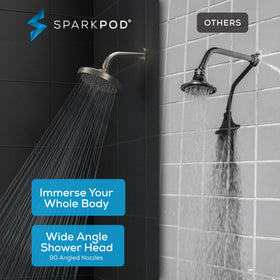 SparkPod brushed nickel finish shower head adds durable elegance to any bathroom