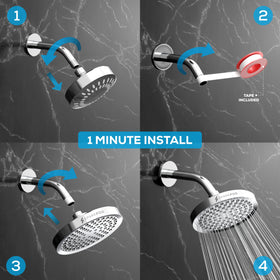 SparkPod easy no-tool install shower head fits standard arms in minutes.