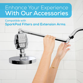 SparkPod 1.8 GPM shower head saves water while maintaining a satisfying feel.