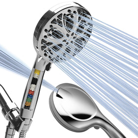 SparkPod filtered shower head in polished chrome with filtration for cleaner water.