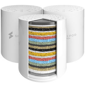 SparkPod high output shower filter cartridge improves water quality for healthier hair.