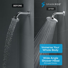 SparkPod luxury chrome finish shower head adds spa-like style and broad coverage.